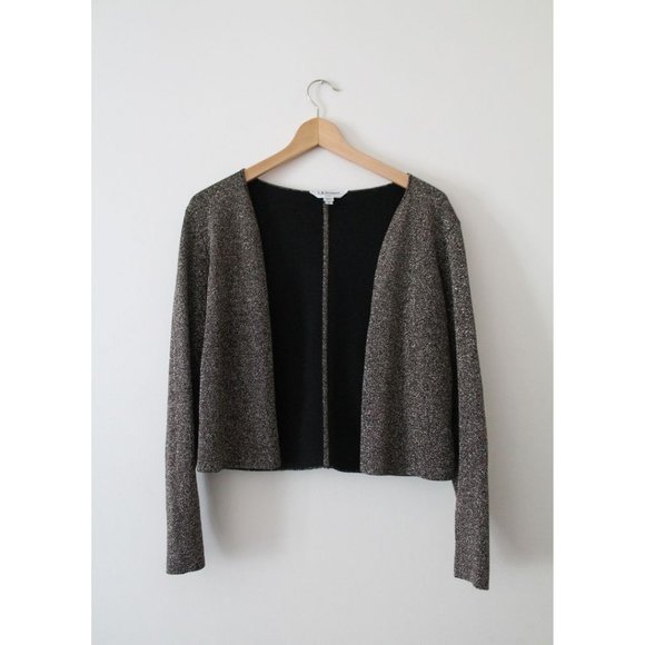 LK Bennett Lurex Plated Spark Cardigan Black/ Gold Size Medium - Picture 4 of 8